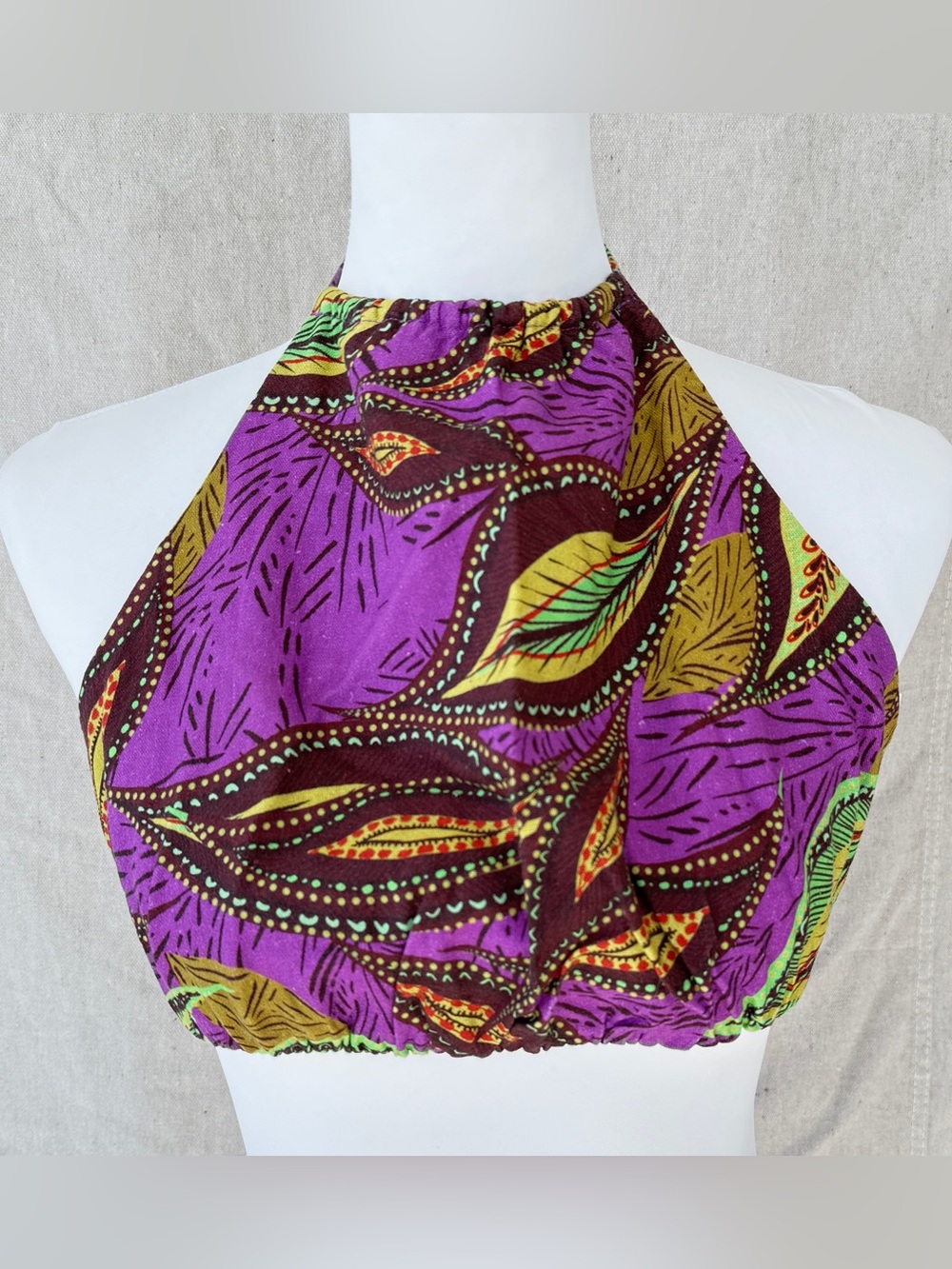 Zara Size Small Purple Multicolored Tropical Halter Crop Top